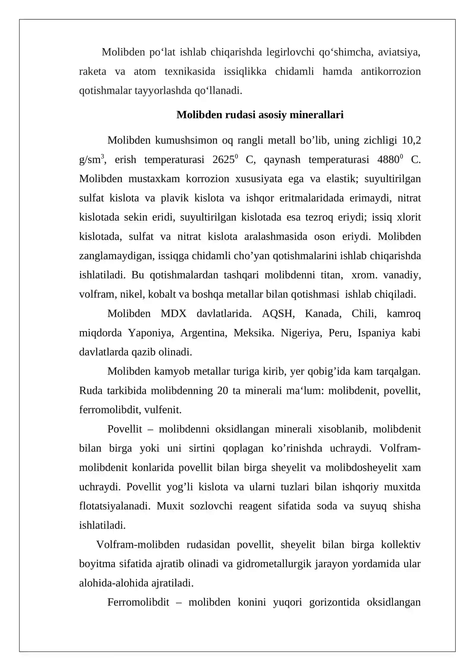 Tarkibida molibden bo‘lgan rudani qayta ishlovchi maydalash sexi loyihasi 4