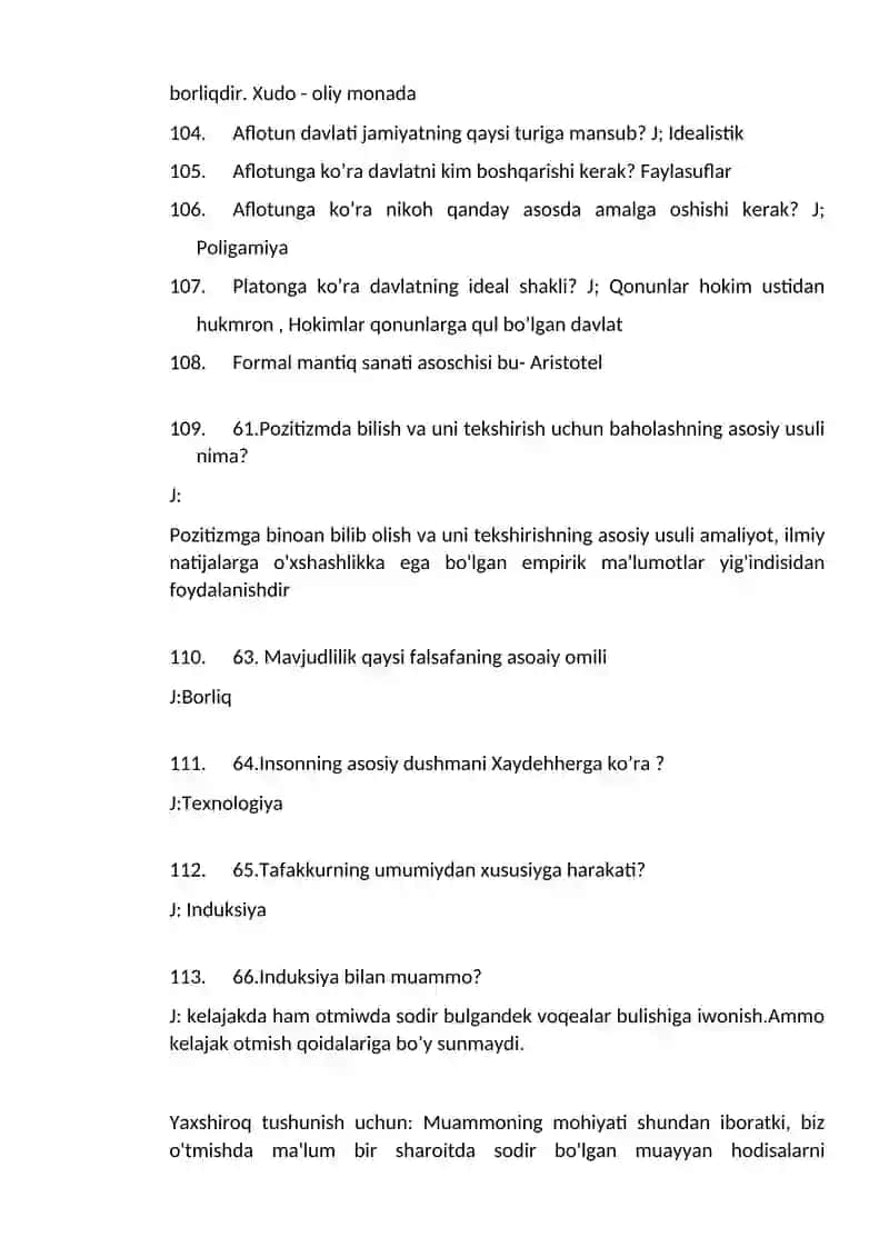 Falsafa savollar toʻplami 4