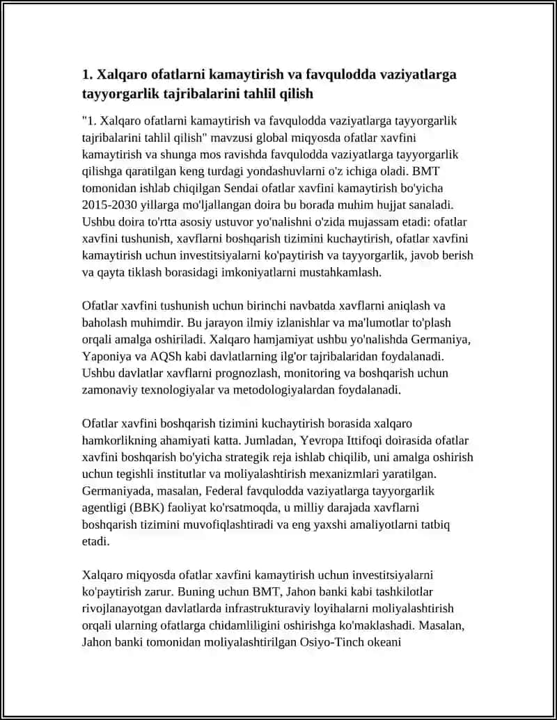 HAYOT FAOLIYATI XAVFSIZLIGINI TA'MINLASHGA OID XALQARO TAJRIBA VA IZLANISHLAR TAXLILI 4