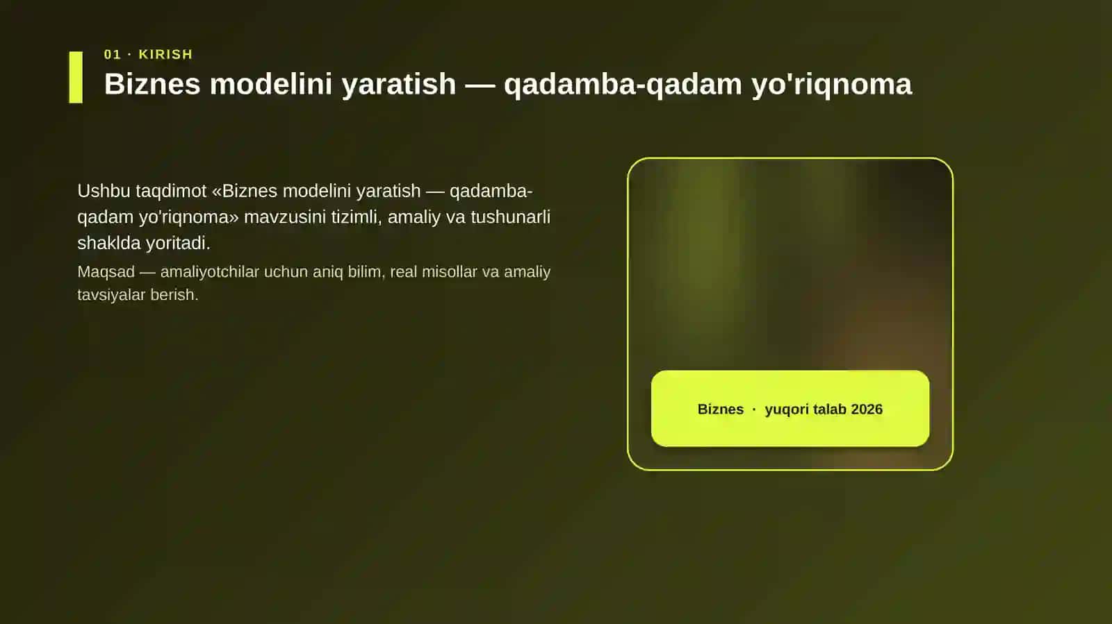 Biznes modelini yaratish — qadamba-qadam yo'riqnoma 4