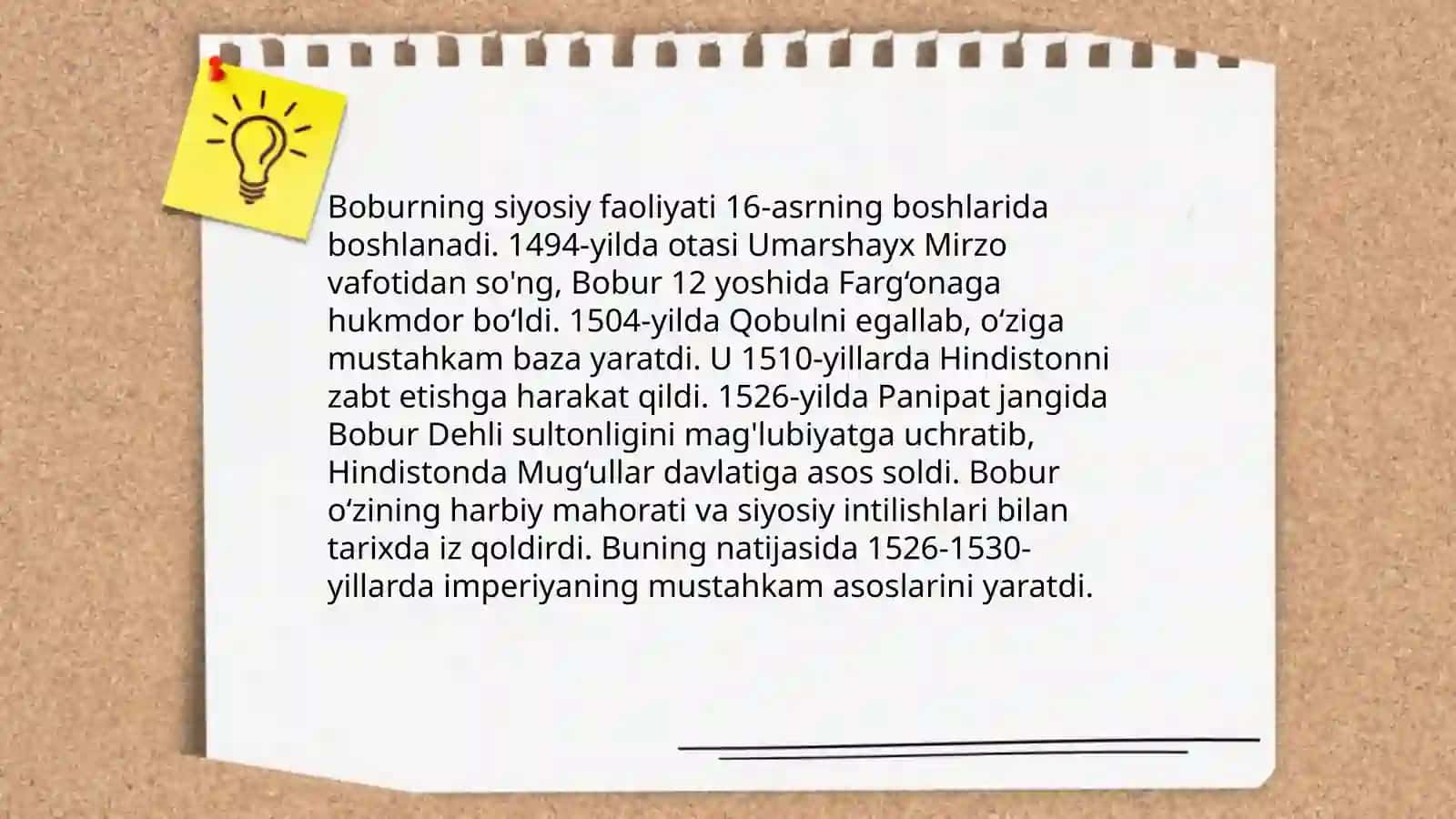 Zahiriddin Muhammad Bobur va uning siyosiy, madaniy sohalardagi faoliyati 4