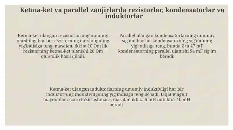 Elementlarni ketmaket va parallel ulash 4