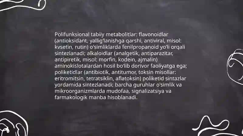 Polifunksional birikmalar metabolitlar va dorivor vositalar sifatida 4