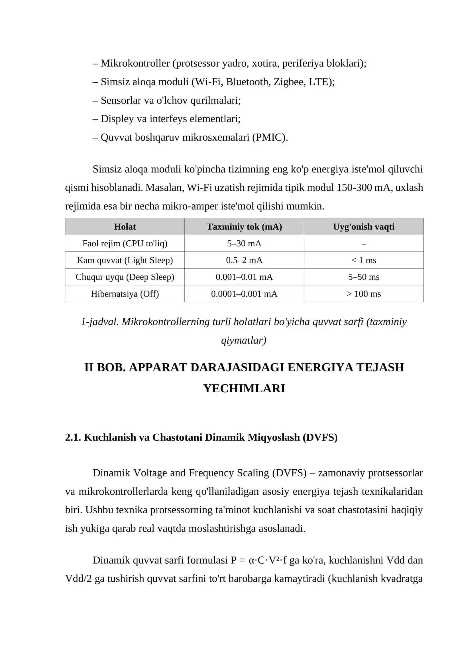 Energiya sarfini kamaytirishga qaratilgan embedded arxitektura yechimlari va nazariy asoslari 4