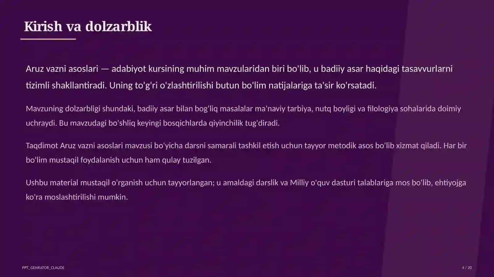 Aruz vazni asoslari (9-sinf) 4