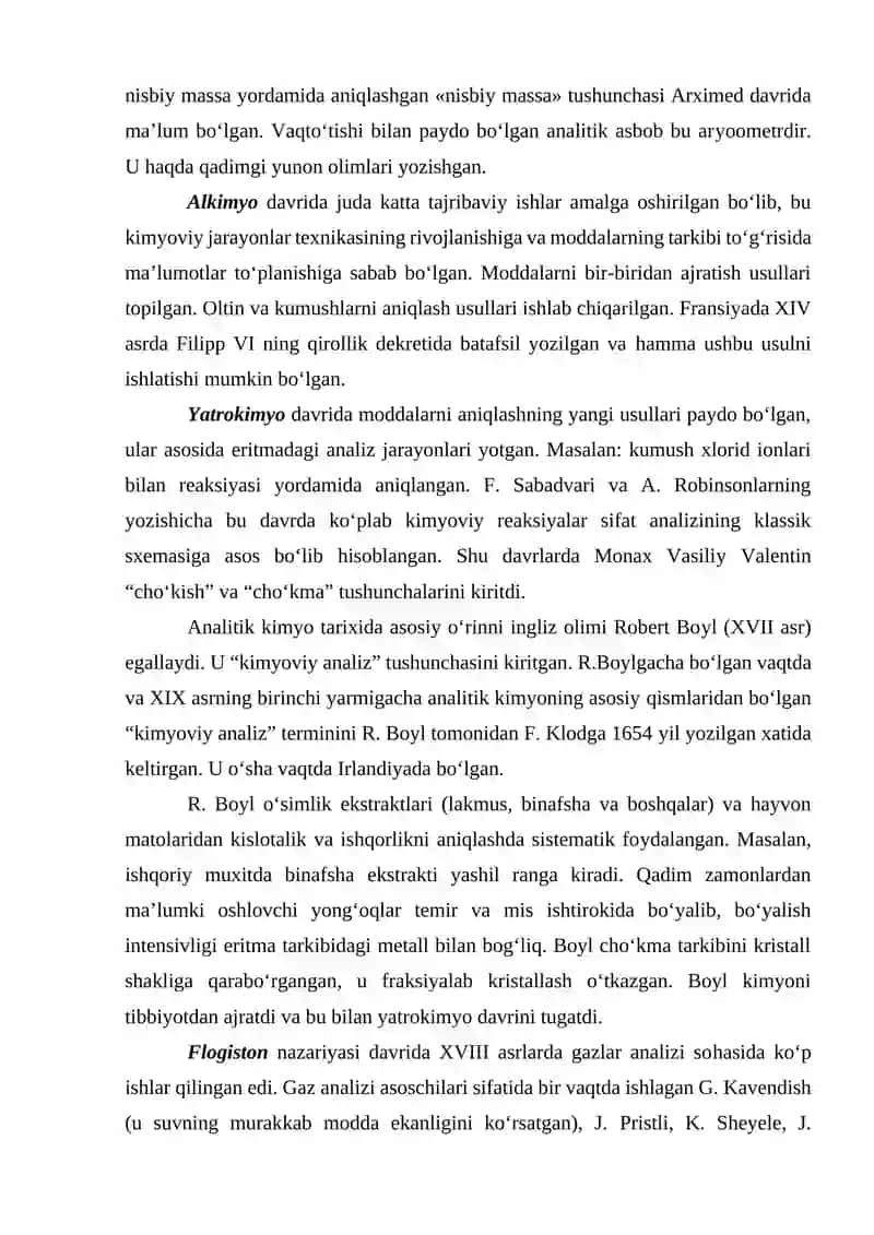 Noorganik va analitik kimyoning rivojlanish bosqichlari 4