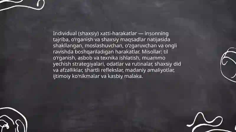 Tugʻma va individual xatti harakatlari. Uilyam Djyemsning instinktlar nazariyasi 4