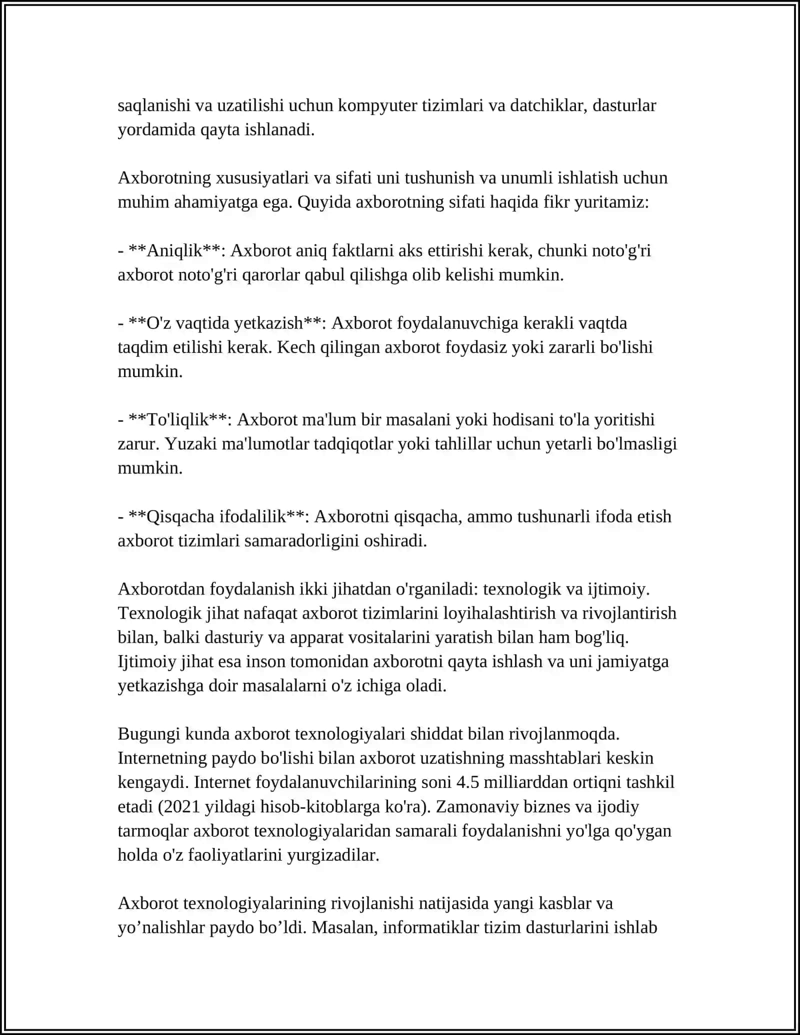 Axborot Turlari 4