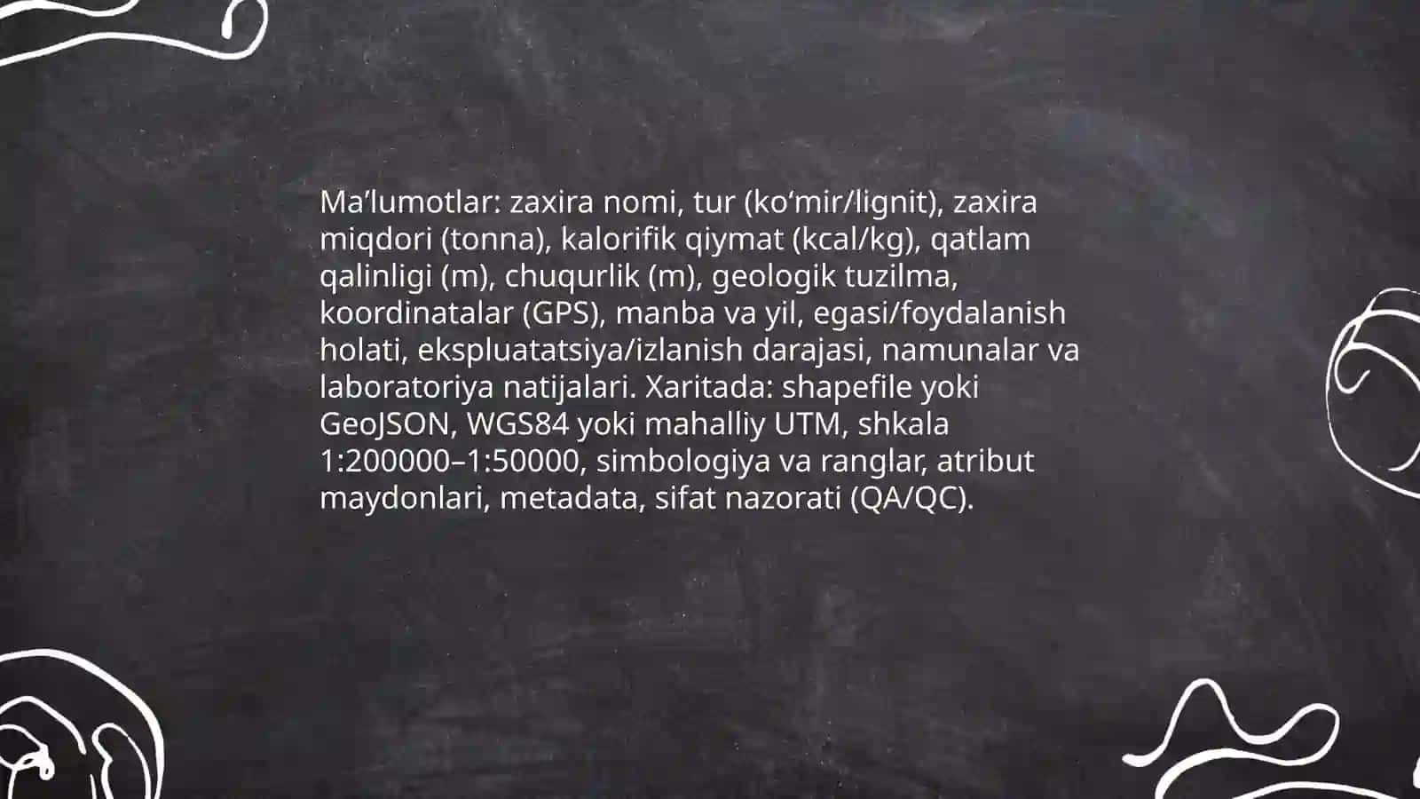 Oʻzbekistonning foydali qazilmalari haqida maʼlumotlar tayyorlash va xaritada belgilash 4