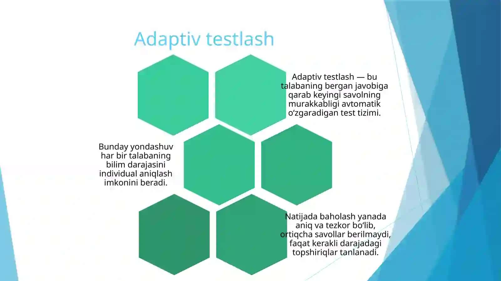 Pedagogik kvalimetriya Talabalarning oz ozini nazorat qilish jarayonida My test dasturi vositasi fanlar boyicha nostandart adaptiv test topshiriqlarini tuzish va amaliyotga joriy etish. 4