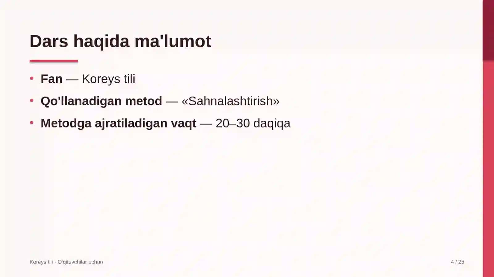 koreys tili darslarida sahnalashtirish metodidan foydalanish 6587 4