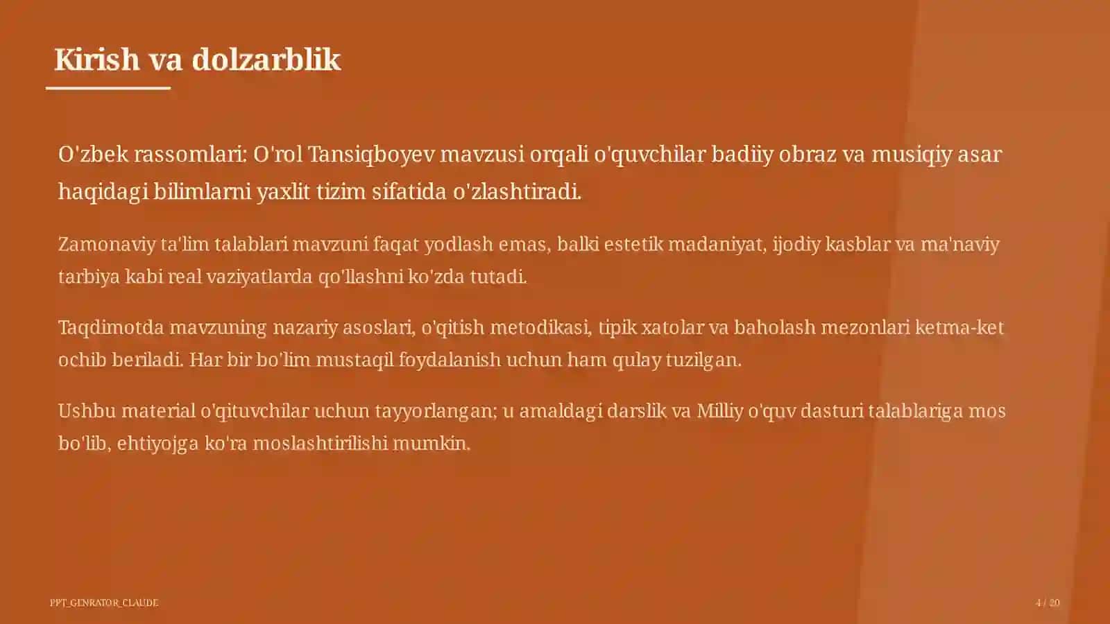 O'zbek rassomlari: O'rol Tansiqboyev (7-sinf) 4