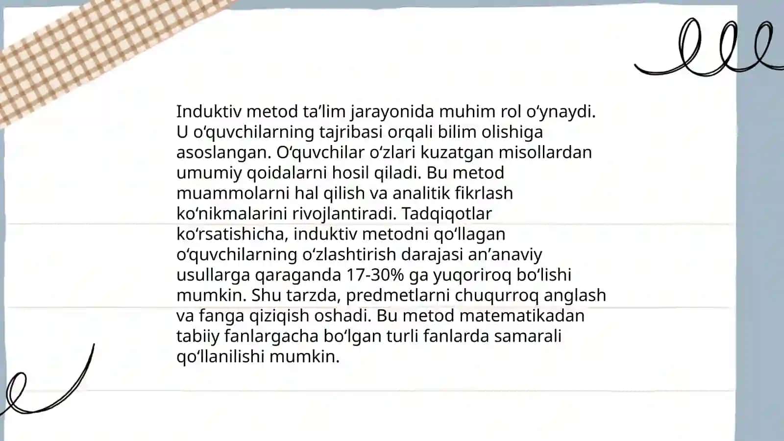 Deduksiya va induksiya metodlaridan foydalanish 4