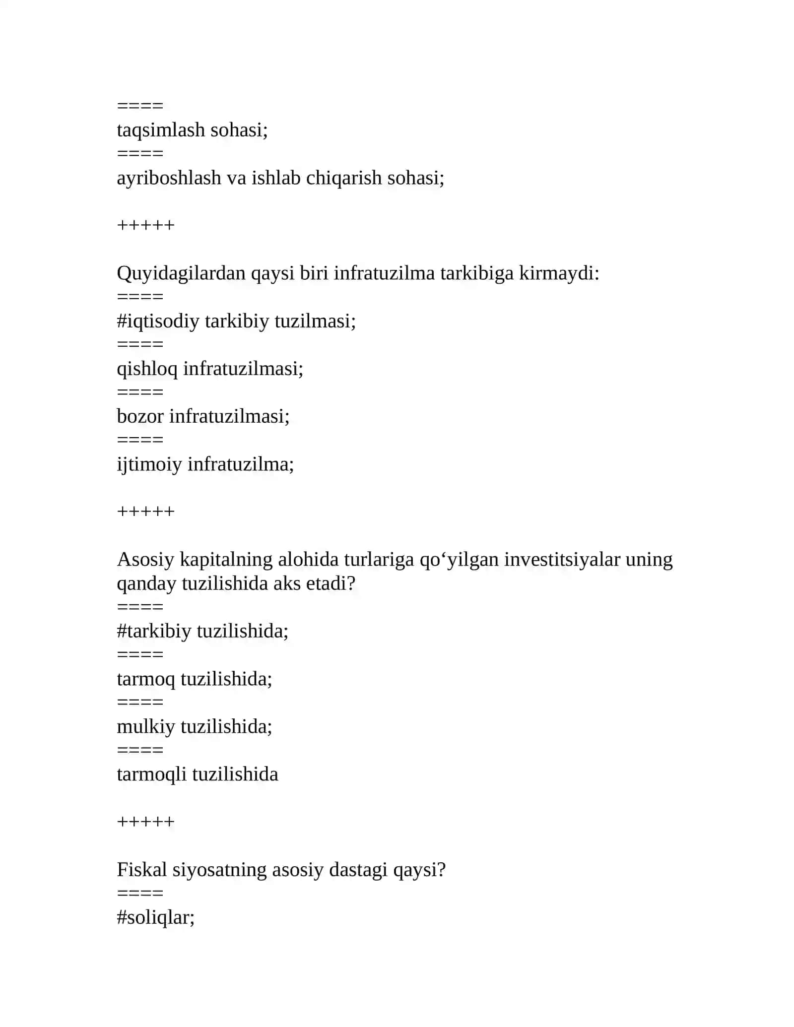 Iqtisodiyot nazariyasi fanidan test yangi 4