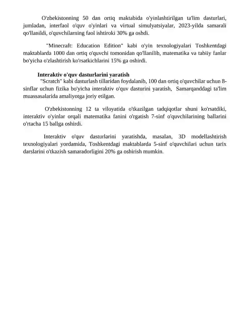Dars va o'yin texnologiyalarining integratsiyasi 4
