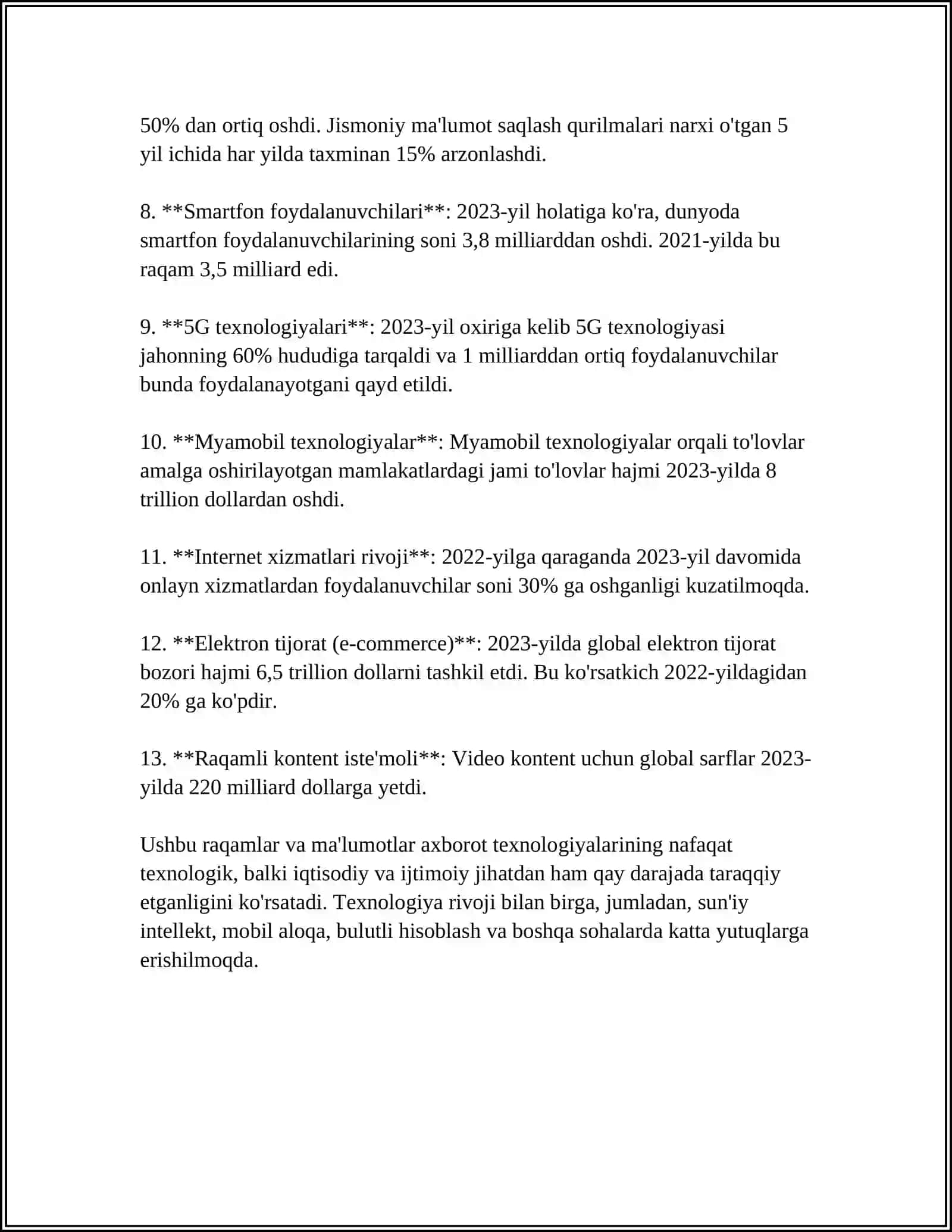 Axborot texnologiyalari rivojlanishi 4