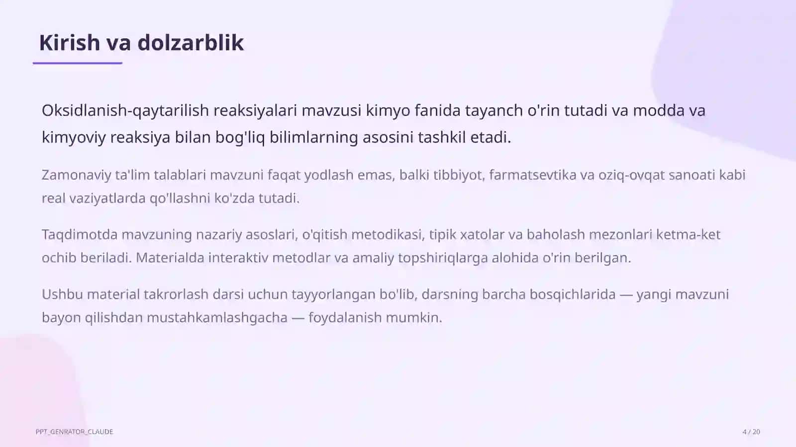Oksidlanish-qaytarilish reaksiyalari (8-sinf) 4