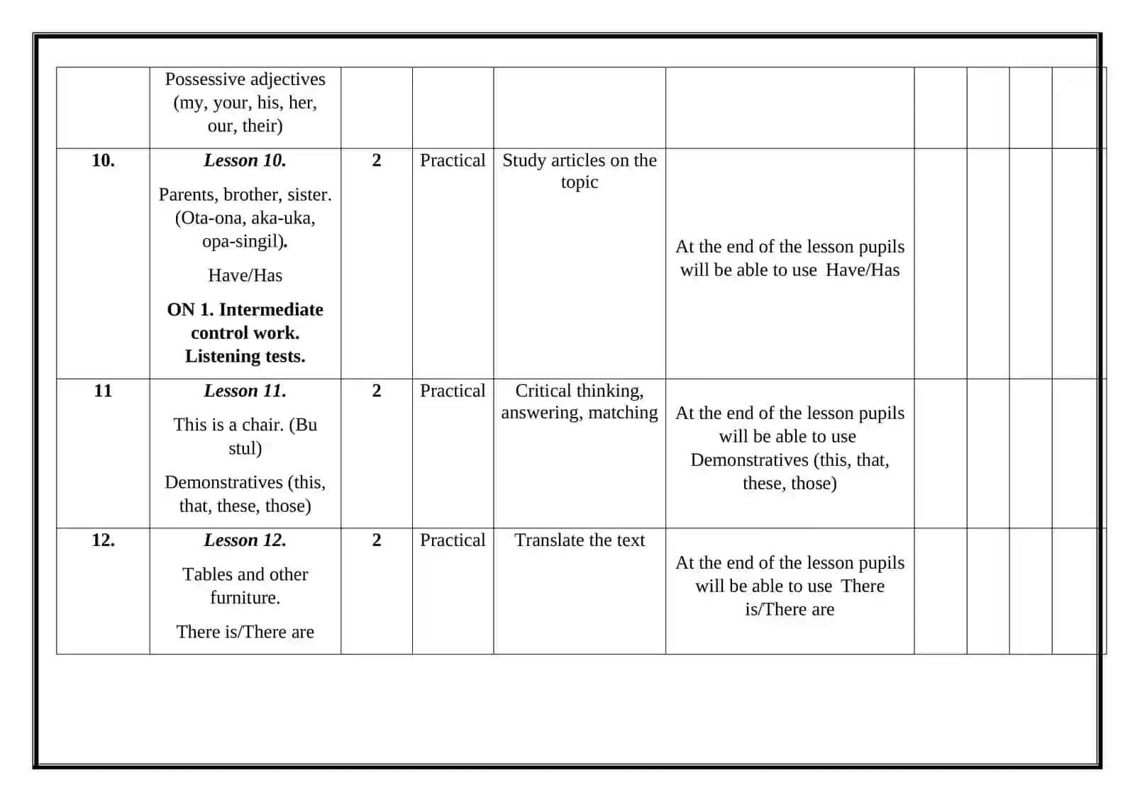 Lesson 1. Greetings. (Salomlashuv), Subject pronouns (I, you, he, she, we, they) 4