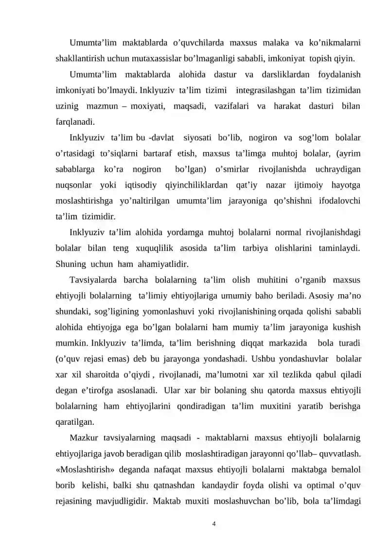 MAXSUS INKLYUZIV TA’LIMDA IMKONIYATI CHEKLANGAN BOLALARGA TA’LIM BERISHDA FIZIOLOGIK OMILLARNING ROLI 4