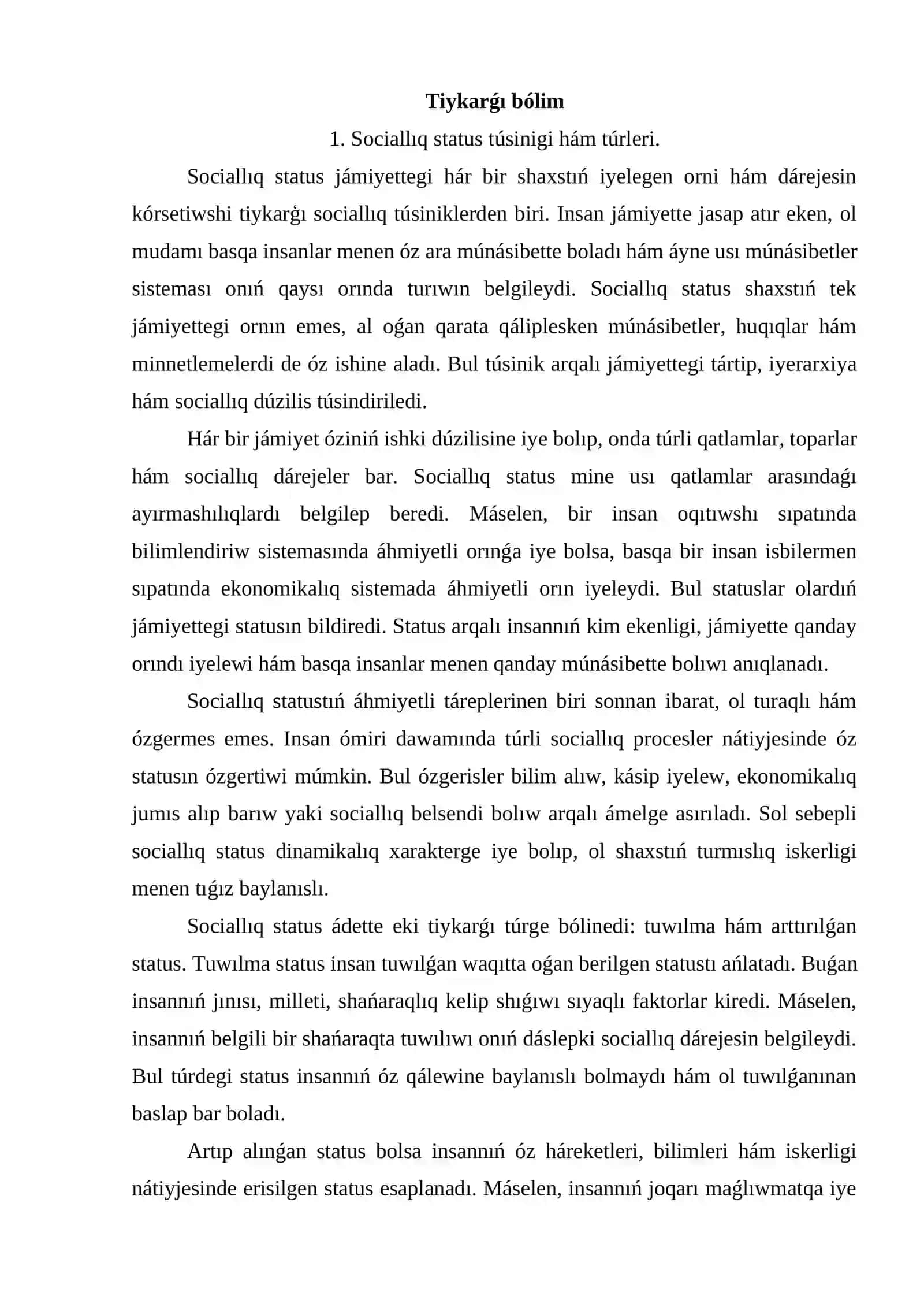 Sociallıq rol hám sociallıq status 4