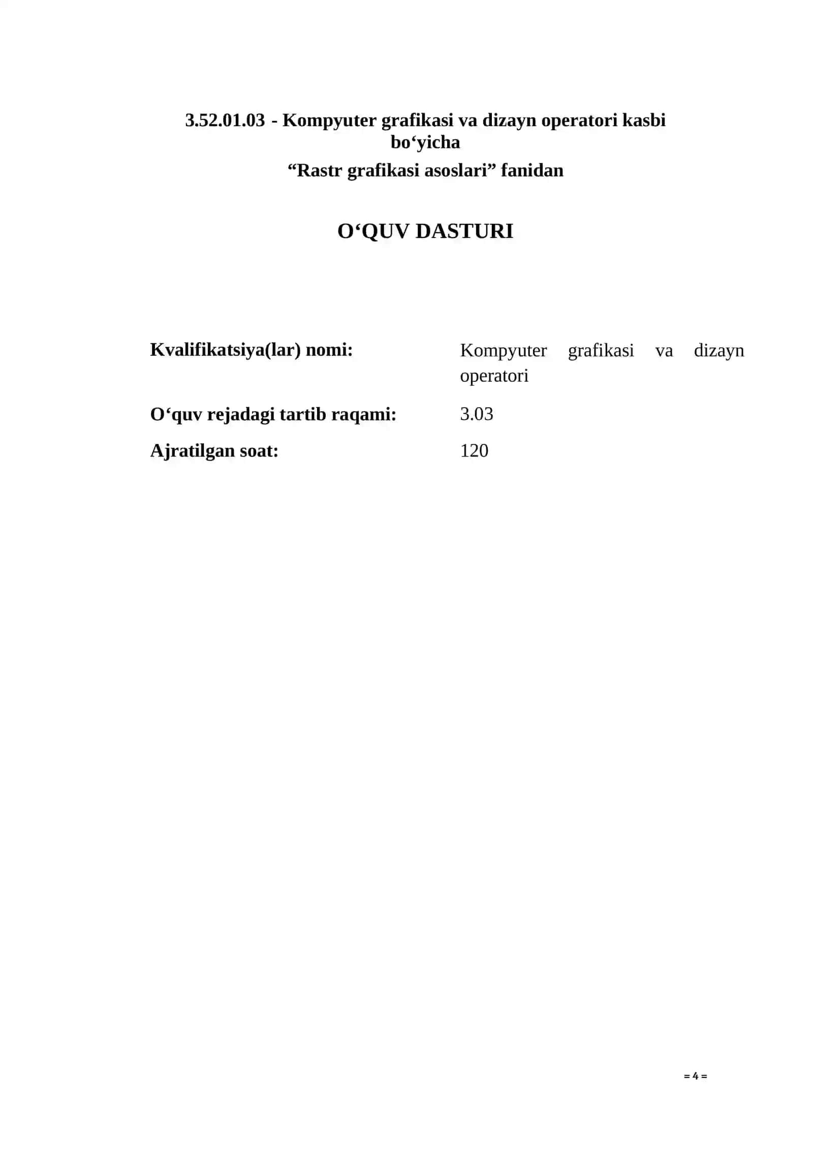 Rastrli grafika asoslari O'MT 4