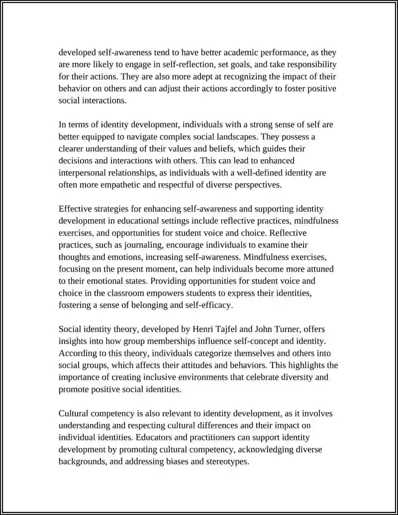 Self-awareness skills and identity development 4