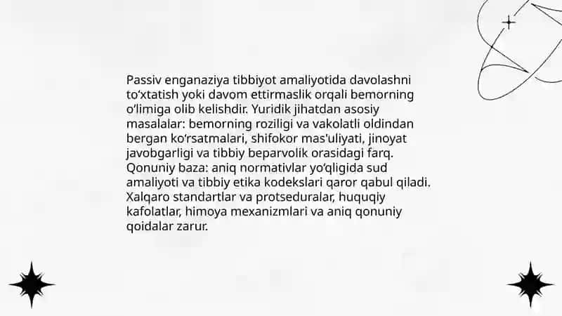 Tibbiyot amaliyotida passiv enganaziya muammosi 4