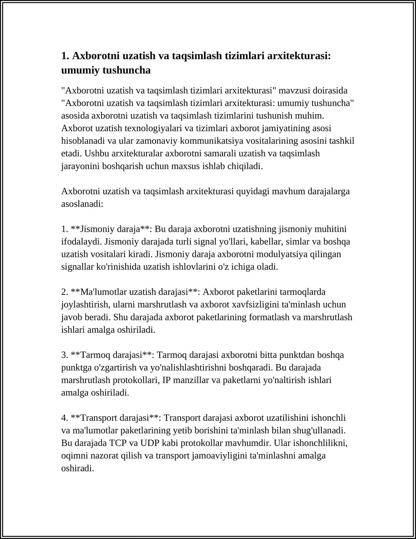 TOSHKENT AXBOROT TEXNALOGIYALARI UNIVERSITETI REFERAT 4