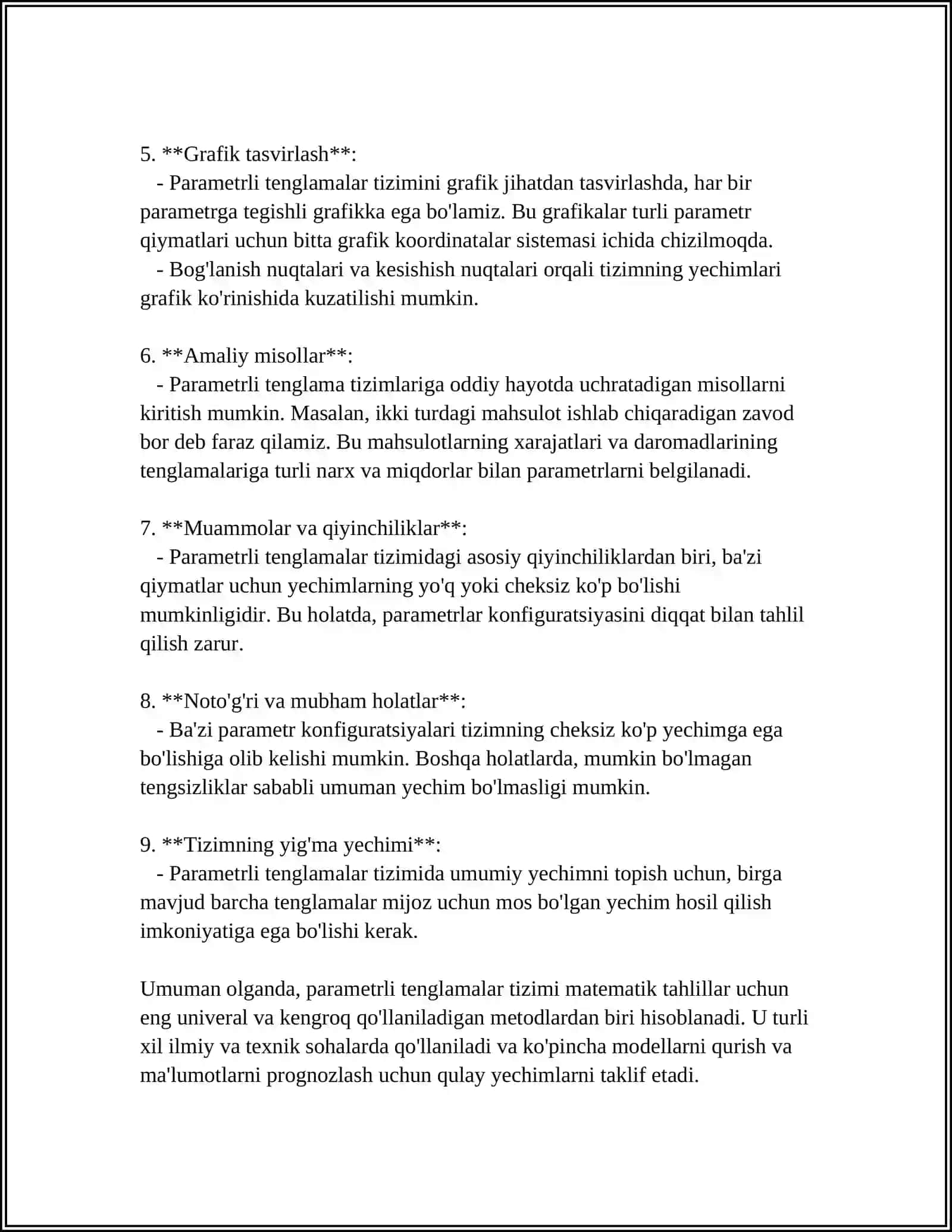 PARAMETRLI TENGLAMALAR SISTEMASI 4