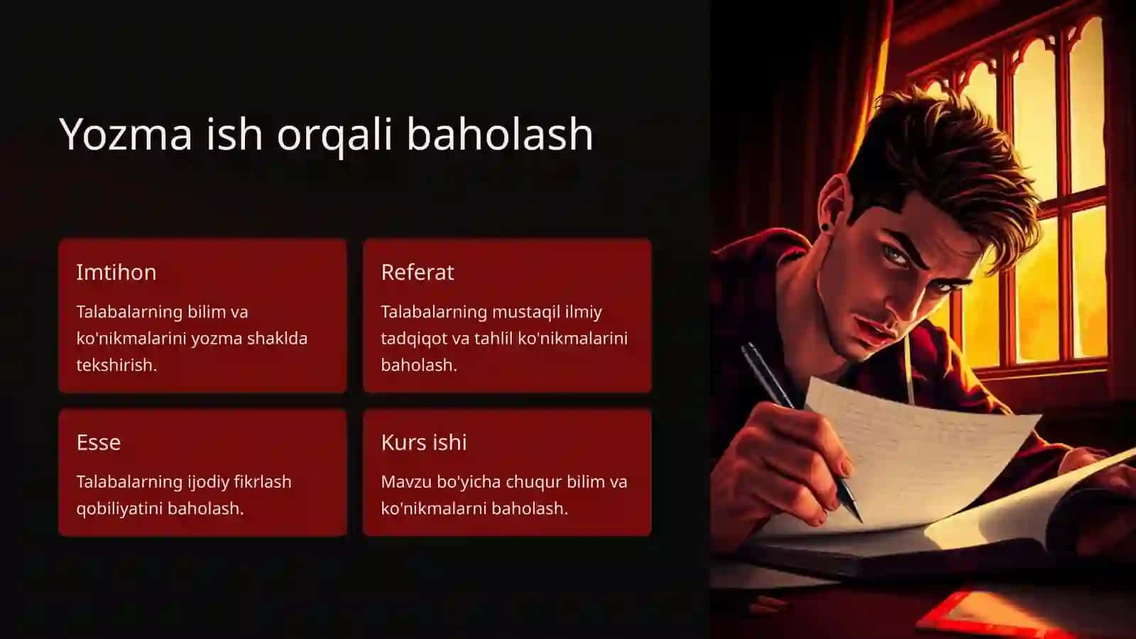 Psixologiya fanidan bilimlarni baholash turlari 4