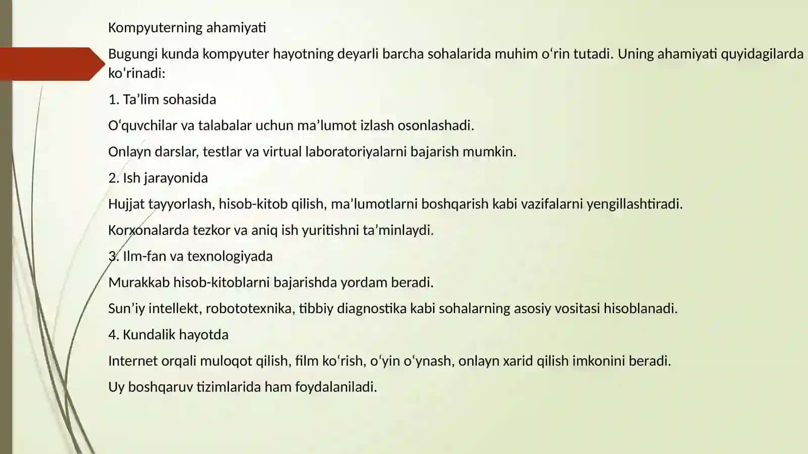 Tibbiyotda axborot texnologiyalari fanidan “kompyuter” mavzusi haqida tayyorlagan taqdimoti 4