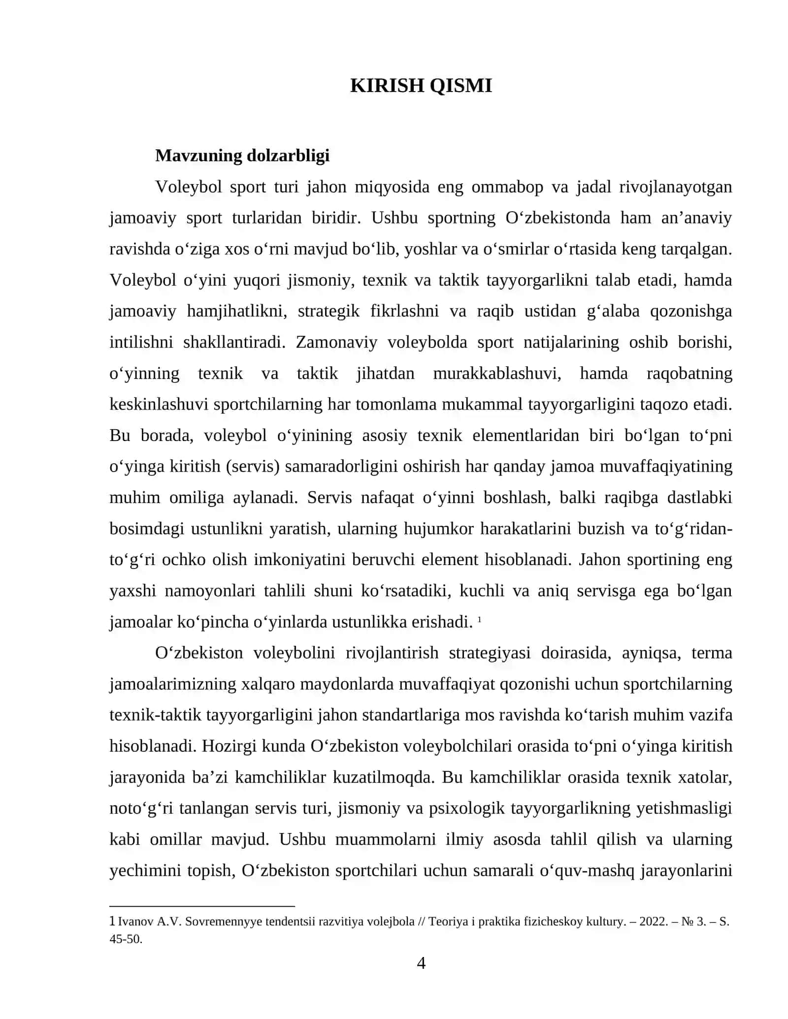 Voleybolda toʻpni oʻyinga kiritish samaradorligini oshirish uslubiyati 4