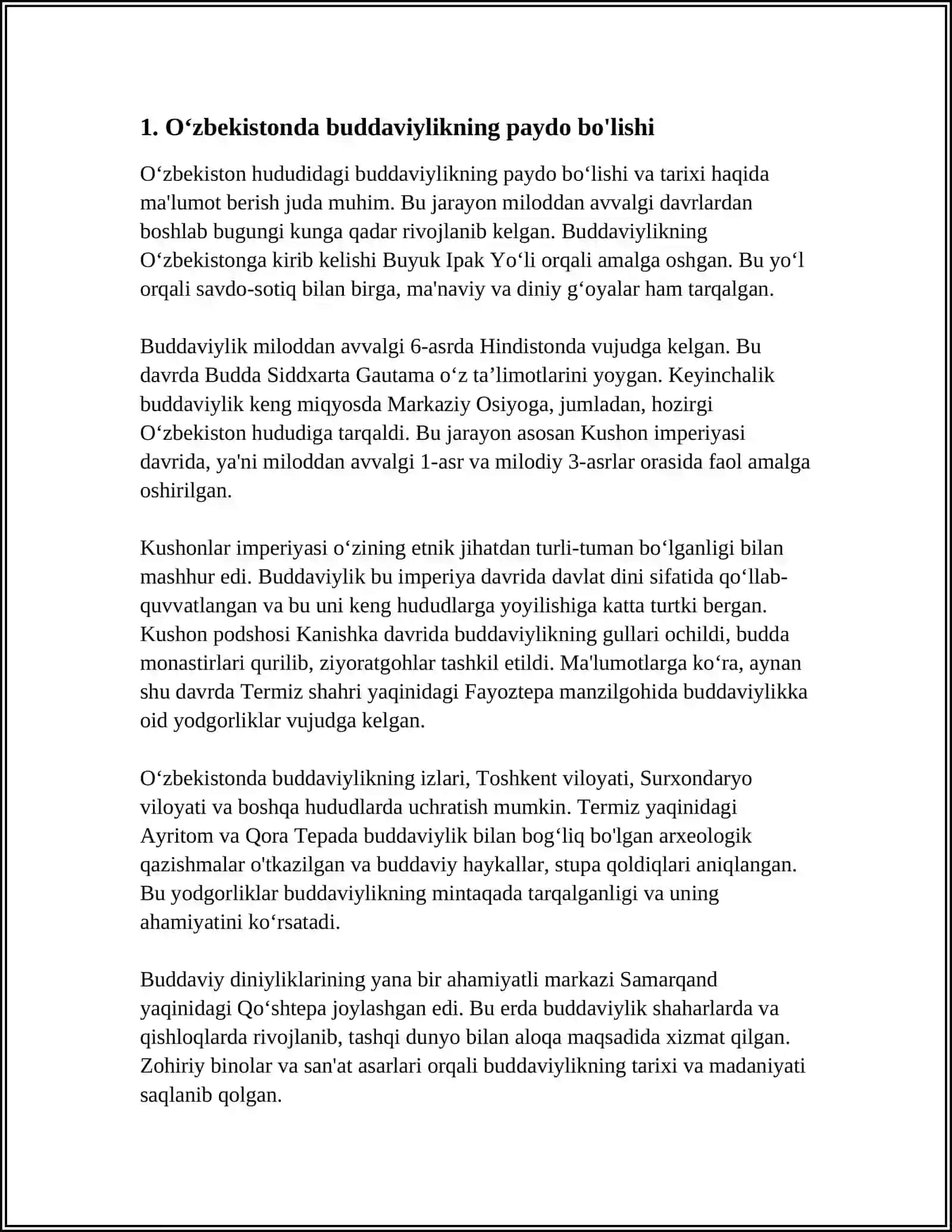 Oʻzbekistonda Buddaviylikning Tarixiy Ildizlari 4