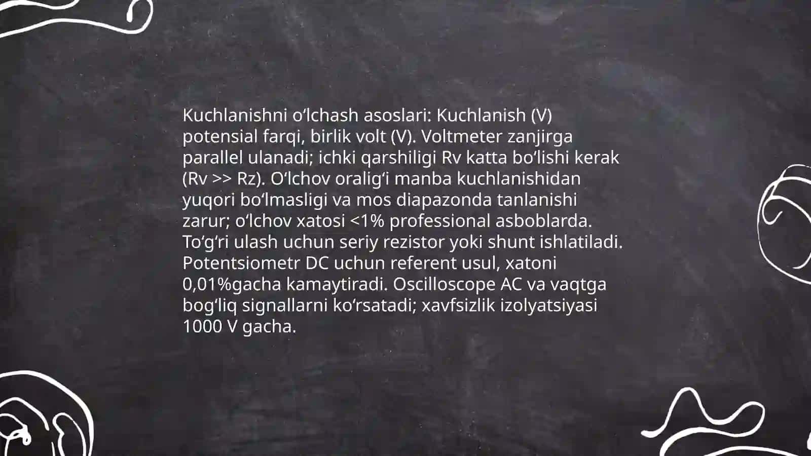 Elektr zanjirida tok kuchi va Kuchlanishni oʻlchash 4