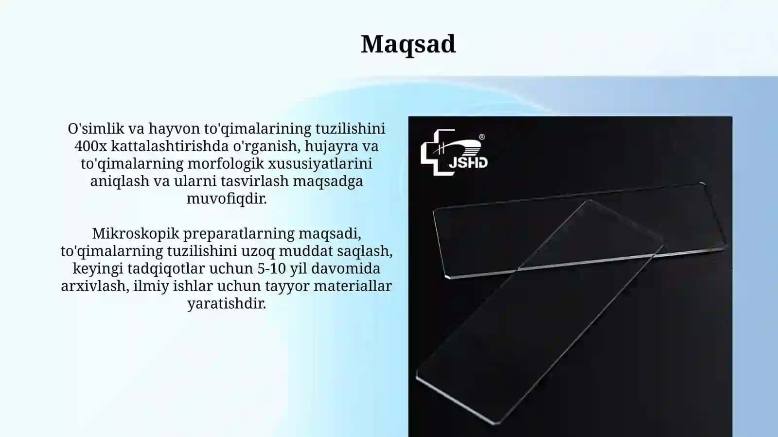 Oʻsimlik va hayvon toʻqimalaridan doimiy va vaqtinchalik preparat tayyorlash 4