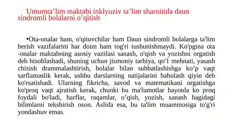 Ma'ruza:Inklyuziv ta'limga jalb qilingan bolalarga uslubiy va didaktik yordam bilan ta’minlash 4