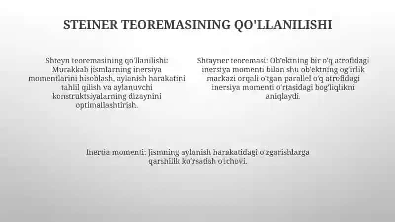 Inersiya momenti.Shteyner teoremasi 4