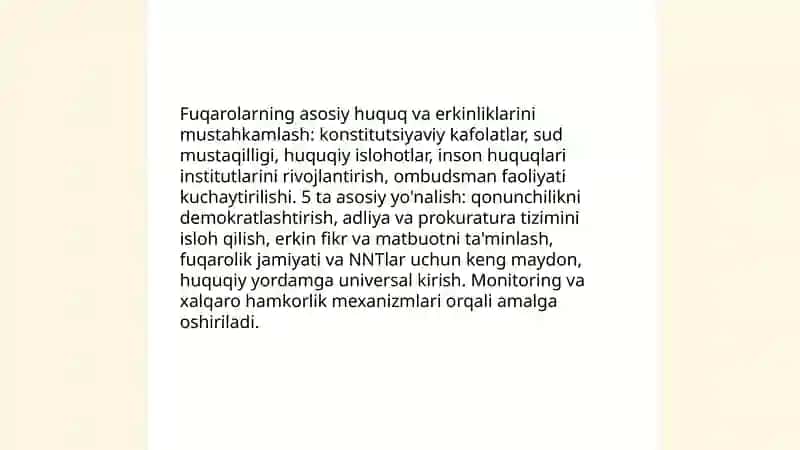 Yangi O‘zbekistonda inson haq-huquqlari va erkinliklari kafolatining yaratilishi 4