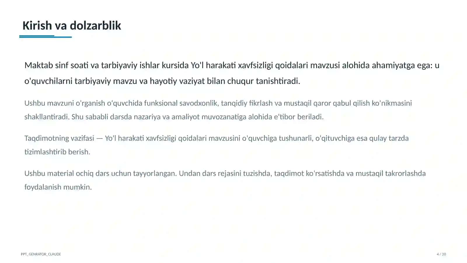 Sinf soati va tarbiyaviy tadbirlar 4