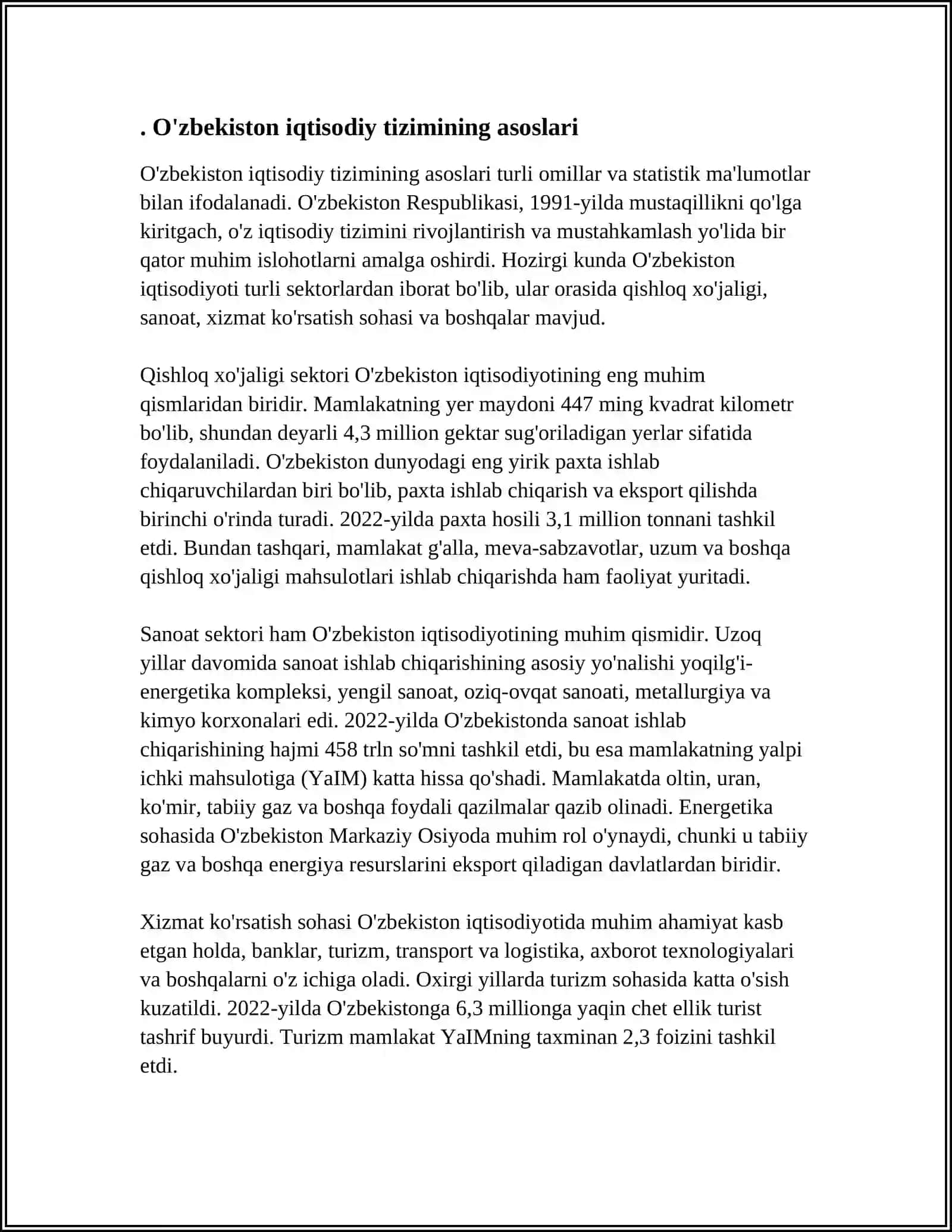 O'ZBEKISTON RESPUBLIKASINING IQTISODIY TIZIMI.XUSUSIY MULKNING DAXLSIZLIGI HAMDA DAVLAT TOMONIDAN MUHOFAZA QILINISHI 4