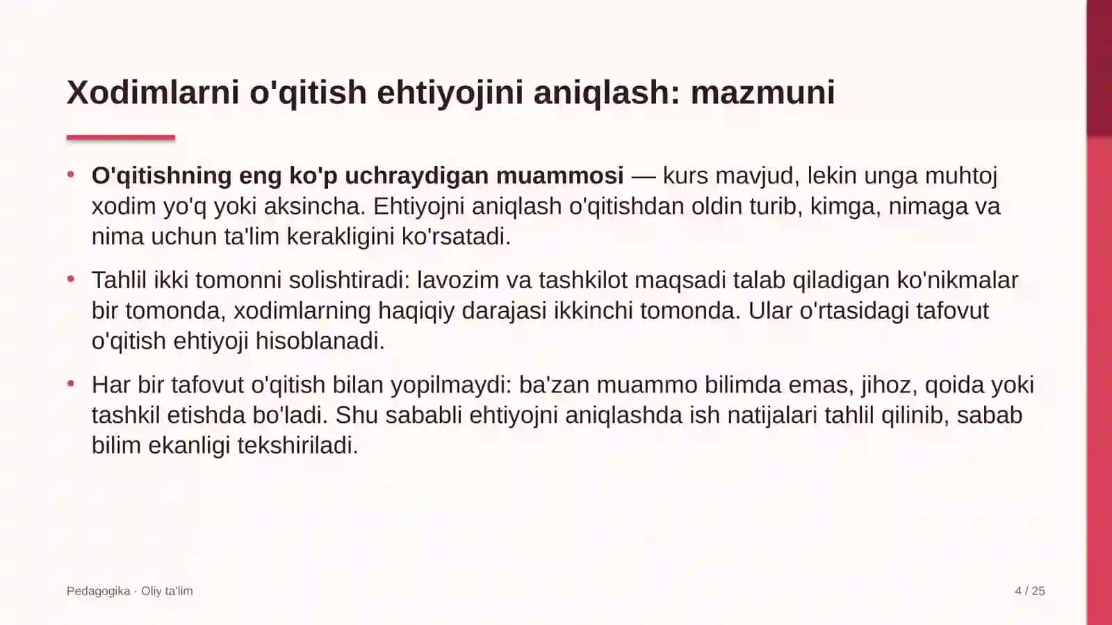 Burg'ulash korxonalarida xodimlarni o'qitishga bo'lgan ehtiyojni aniqlash 4