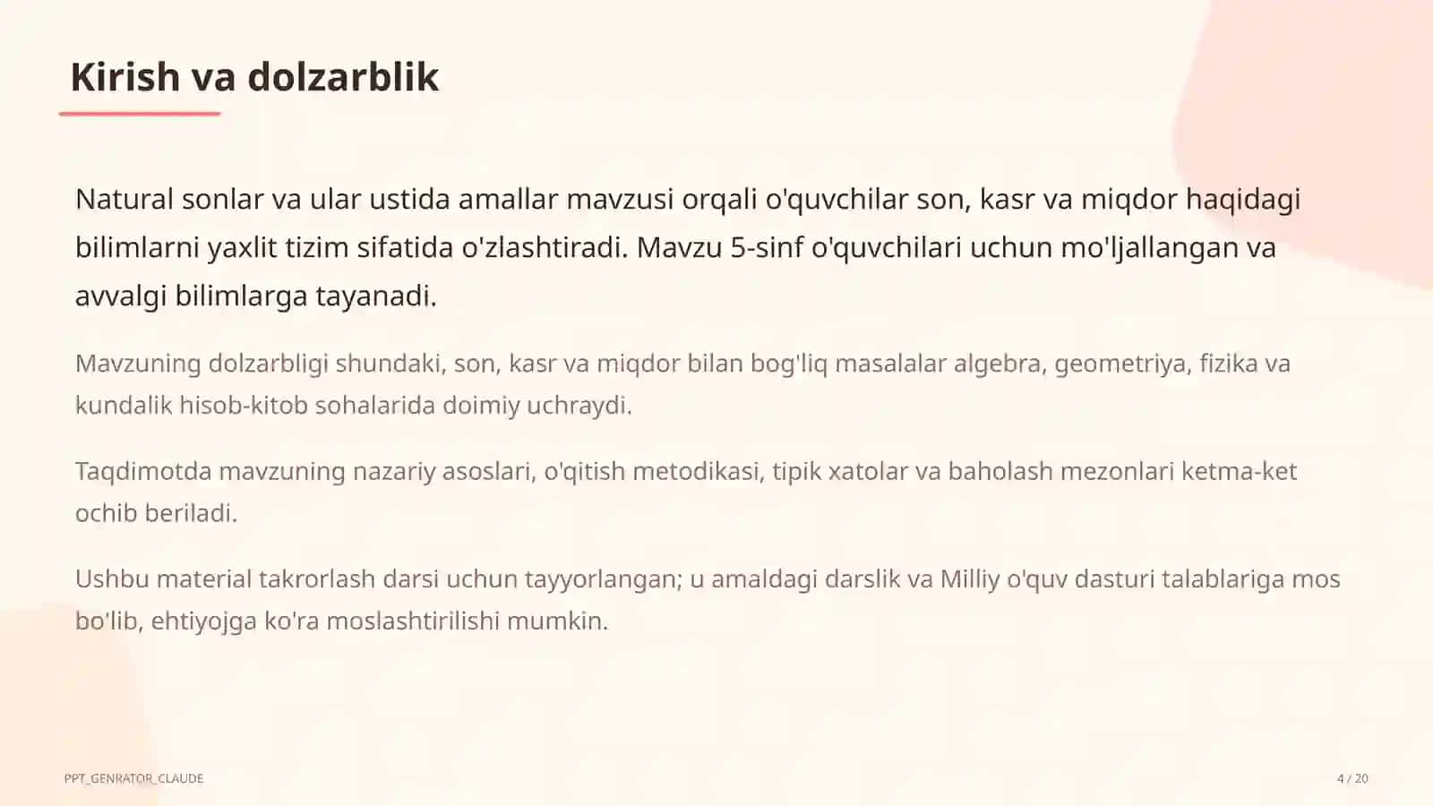 Natural sonlar va ular ustida amallar (5-sinf) 4