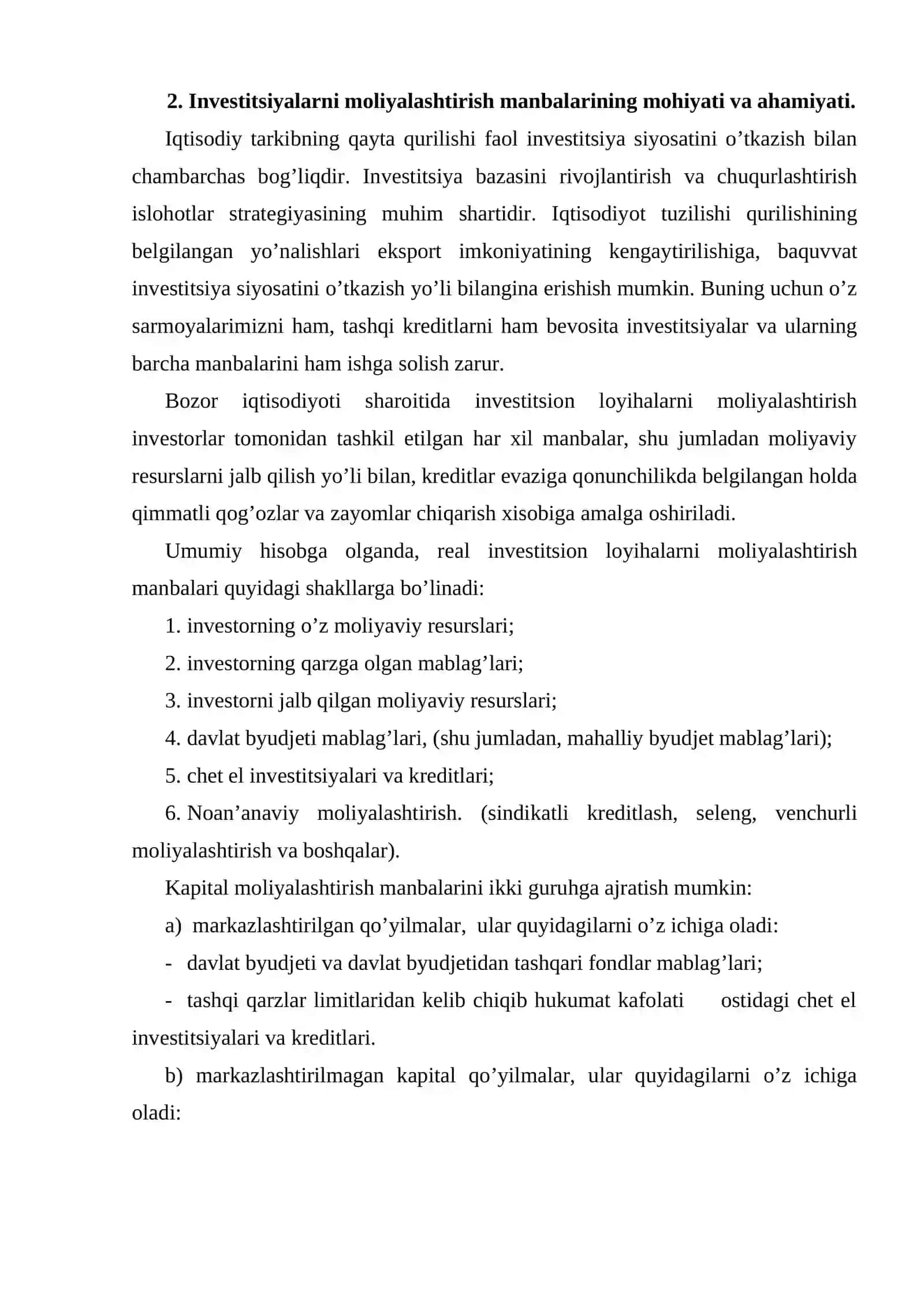 Investitsiya faoliyatini moliyalashtirish manbalari va usullari 4