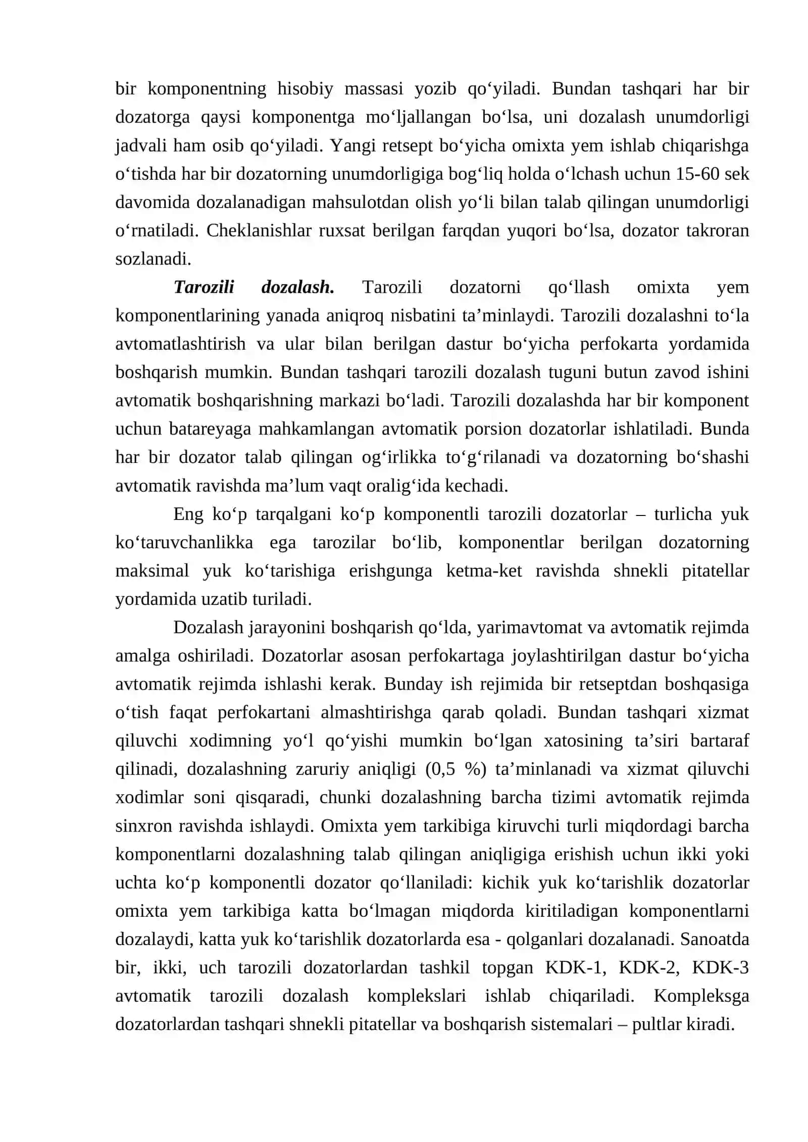 Komponentlarni dozalash, aralashtirish va kiritish 4