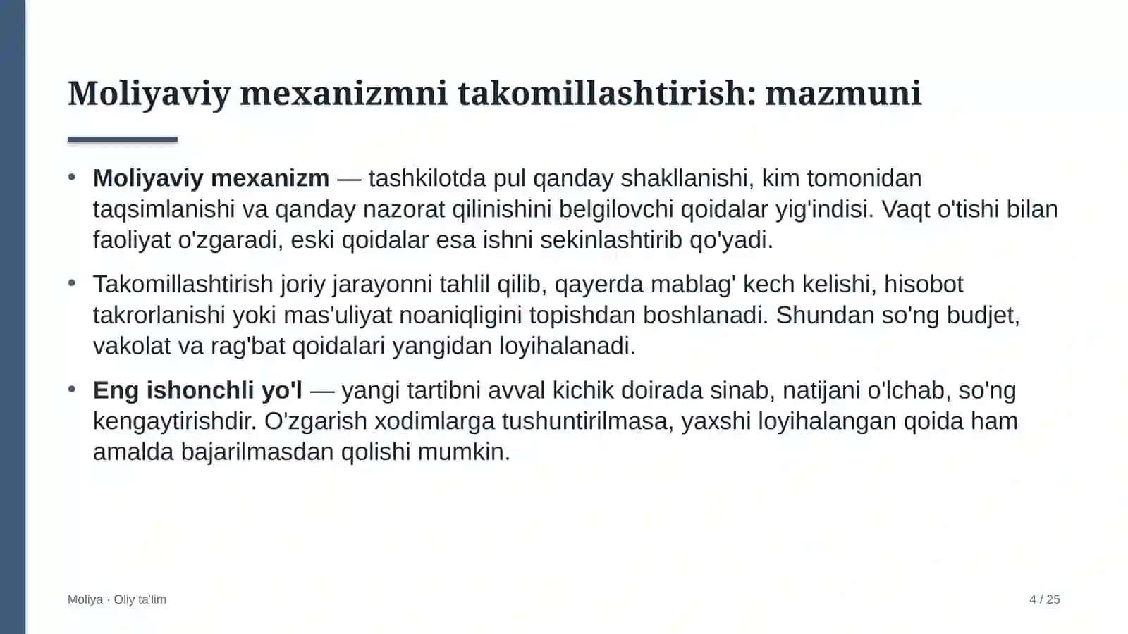 Ko'ngilochar markazlarda moliyaviy mexanizmni takomillashtirish 4