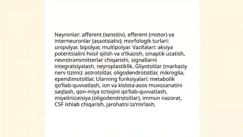 Markaziy asab sestemasi umumiy fiziologiyasi 4
