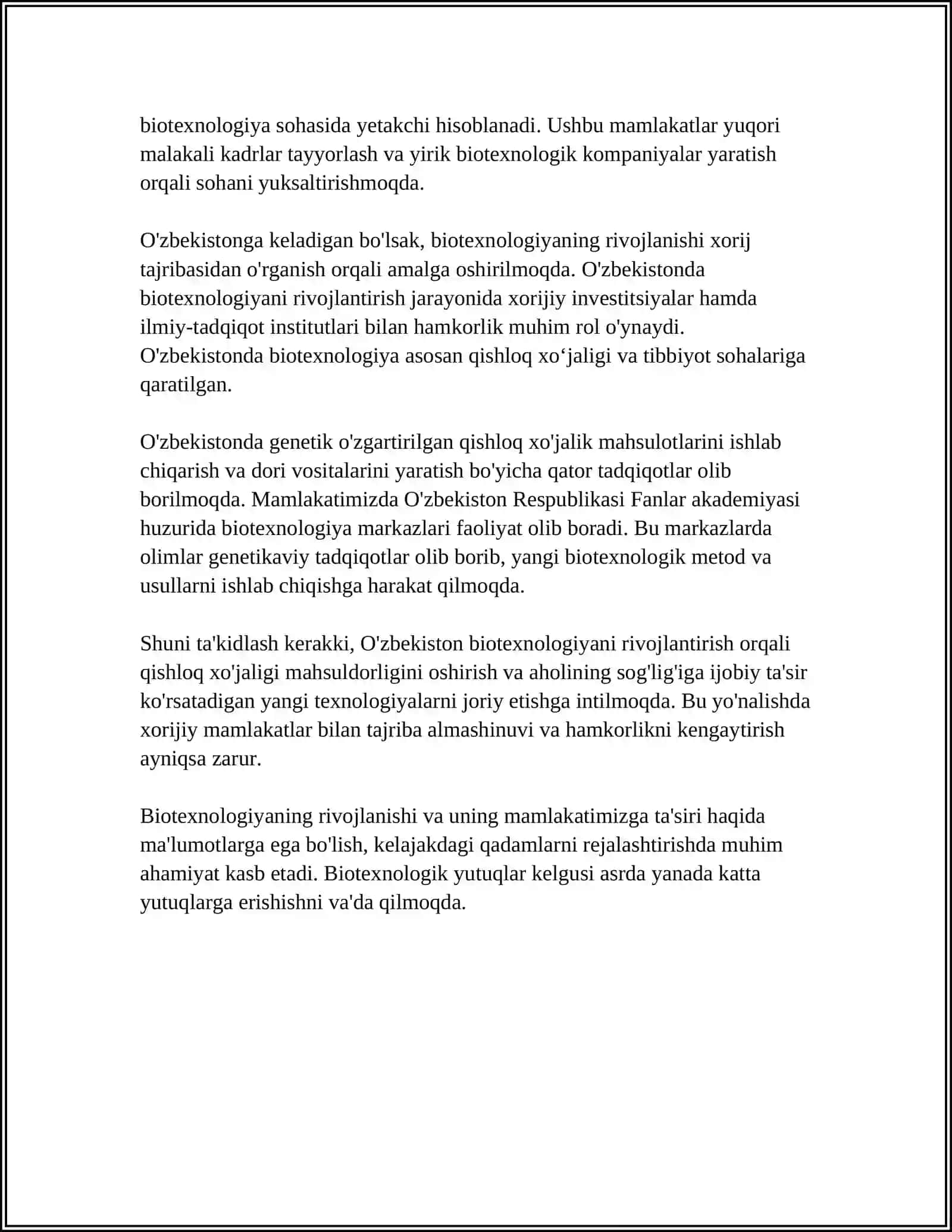 MAMLAKATIMIZ XORIJIY MAMLAKATLARDA BIOTEXNOLOGIYANING RIVOJLANISH TARIXI VA ISTIQBOLLARI HAQIDA ZAMONAVIY TASAVVURLAR 4
