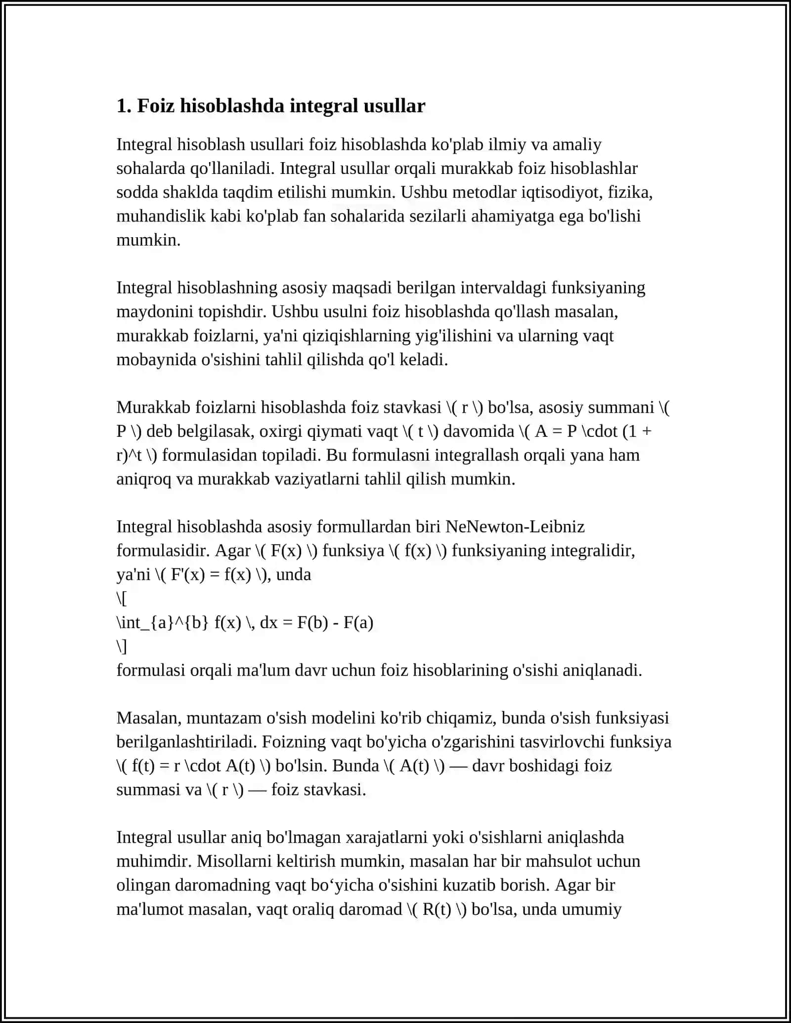 Integral hisoblash usullari 4