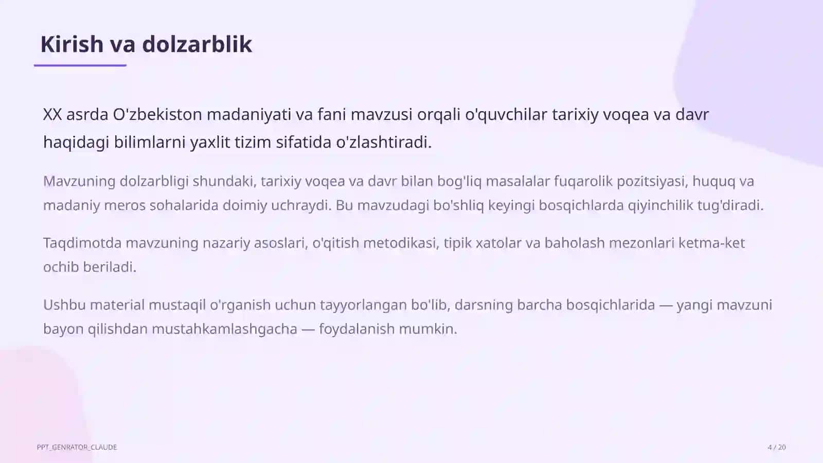 O'zbekiston madaniyati va fani (10-sinf) 4