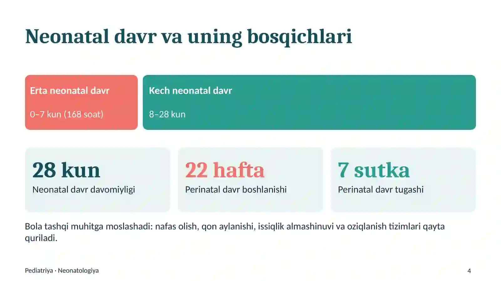 Yangi tugʻilgan chaqaloqlarni koʻrikdan oʻtkazish 4